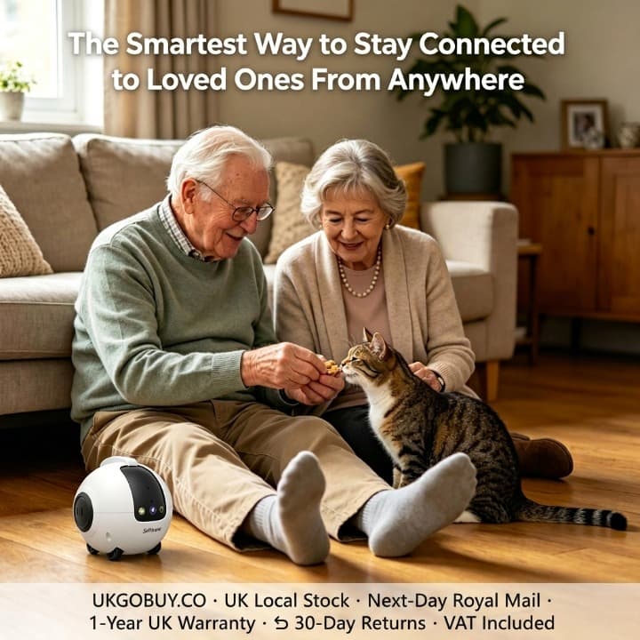AI smart camera helping elderly parent stay connected with family in UK living room