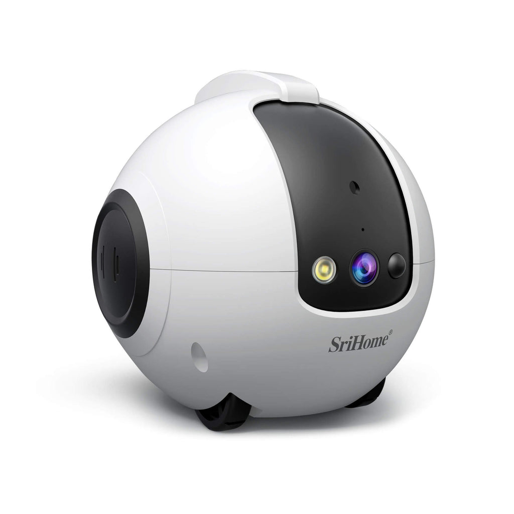 White spherical robot with black accents on a white background, branded 'SiriHome'.
